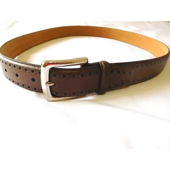 Cole Haan Mens CHOCOLATE Brown Belt Size 42 Perforated New Man Made Material - Picture 2 of 8